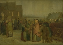 Peasants outside the Church on a Christmas Morning by Jørgen Sonne