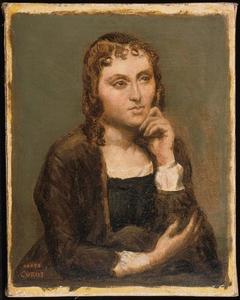 Pensive Young Brunette by Jean-Baptiste-Camille Corot