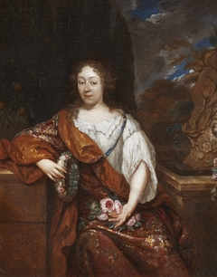 Portrait of a Lady in a Garden by Caspar Netscher