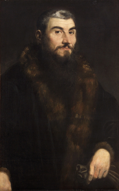 Portrait of a Man in Fur-lined Coat with Gloves by Anonymous