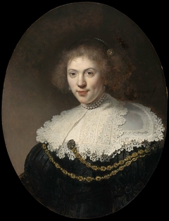 Portrait of a Woman Wearing a Gold Chain by Rembrandt