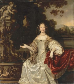 Portrait of Cornelia Reynst at a fountain by Pieter Nason