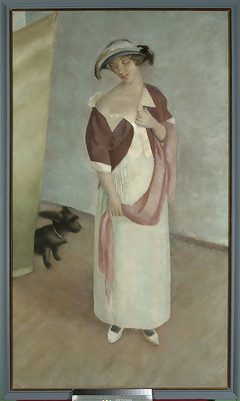 Portrait of the wife with Pusia by Jacek Mierzejewski