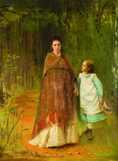 Portrait S.N. Kramskaya, the Artist's Wife and S.I. Kramskaya, Daughters of the Artist by Ivan Kramskoi