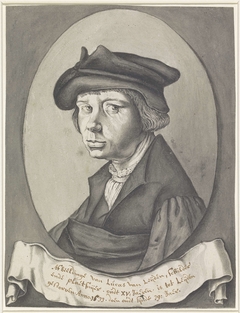 Portret van Lucas van Leyden, in ovaal naar links by Andries Jacobsz. Stock