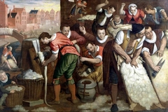 Removal of the wool from the skins and combing by Isaac van Swanenburg