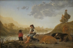 River Landscape with Bagpipe Player by Aelbert Cuyp