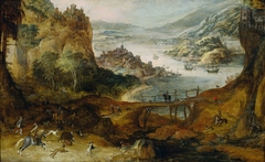 River Landscape with Boar Hunt by Joos de Momper II