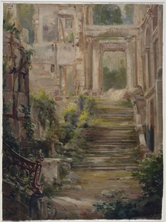 Ruines du château de Saint-Cloud : l'escalier d'honneur by Edmond Allouard