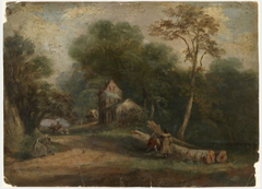 Rustic Scene with Figures by William Howis senior