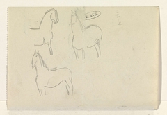 Schetsblad met studies van paarden by Leo Gestel