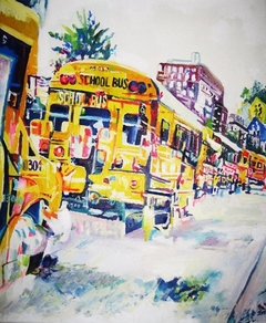 School Buses on the Road by Millie Allen