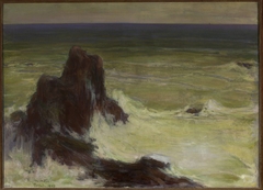 Sea with a solitary rock by Władysław Ślewiński