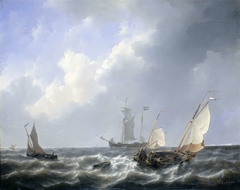 Seascape from the Zeeland Waters, near the Island of Schouwen by Petrus Johannes Schotel