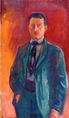 Self-Portrait against Red Background by Edvard Munch