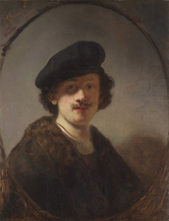 Self-portrait with shaded eyes by Rembrandt