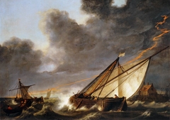 Ships Tossed in a Gale by Aelbert Cuyp