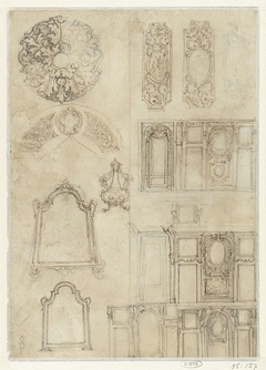 Spiegellijsten en andere architectonische schetsen by Giovanni Battista Foggini