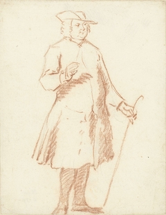 Staande man met wandelstok in de linkerhand by Cornelis Troost