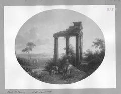 Südliche Landschaft mit Tempelruine by Carl Rottmann