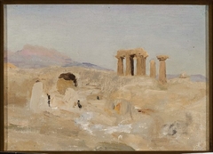 Temple of Apollo and Mount Parnassus in Corinth. From the journey to Greece by Jan Ciągliński