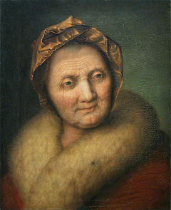 Tête de vieille femme au bonnet et au col de fourrure by Balthasar Denner