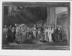 The Christening of Albert Edward, Prince of Wales, later Edward VII (1841-1910) at St George's Chapel, Windsor, 25 January 1842 (oil sketch) by George Hayter