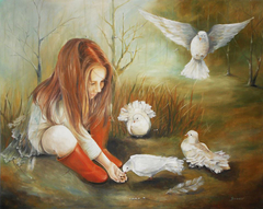 THE GIRL WITH PIGEONS by Sylwia Janowska