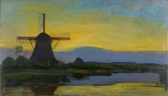 The Oostzijdse Molen by Night by Piet Mondrian