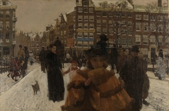 The Singel Bridge at the Paleisstraat in Amsterdam by George Hendrik Breitner