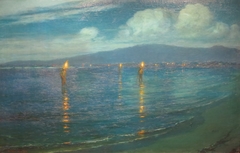 The Torchlight Fishermen, Waikiki by Lionel Walden