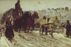 Tug horses in the snow by George Hendrik Breitner