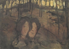 Two girls in a wood by Piet Mondrian