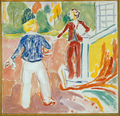 Two Women by the veranda Steps by Edvard Munch