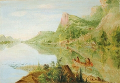 View on the Wisconsin River, Winnebago Shooting Ducks by George Catlin