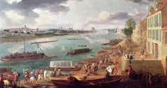 Vue de Paris, prise du quai de la Rapée sur la Salpêtrière, l'île Saint-Louis et l'île de la Cité by Pierre-Denis Martin