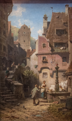 Well-Wisher presents a Bouquet of Flowers by Carl Spitzweg