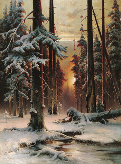 Winter Sunset in a Spruce Forest by Julius Sergius von Klever