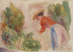 Woman Gathering Flowers (Femme cueillant des fleurs) by Auguste Renoir