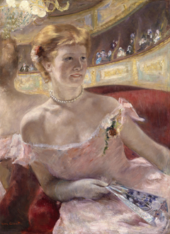 Woman with a Pearl Necklace in a Loge (Dans la Loge) by Mary Cassatt