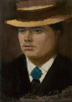 Young Man in a Straw Hat by László Mednyánszky