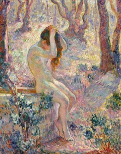 Young Nude Seated on the Edge of a Well by Henri Lebasque