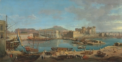 Zicht op de Darsena in Napels by Gaspar van Wittel