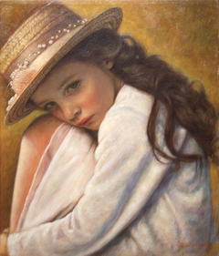 "Little girl with a straw hat" by Οδυσσέας Οικονόμου