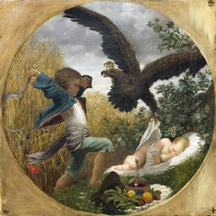 A Boy Defending a Baby from an Eagle by Frederic Leighton