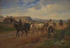 A Drove of Oxen in the Roman Campagna by Johan Lundbye