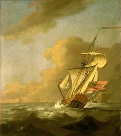 A ketch-rigged royal yacht in a breeze by Johann van der Hagen