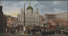 A Papal Procession in Piazza San Pietro in Rome by Jacob van Swanenburgh