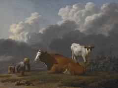 A Shepherd Boy Asleep with a Cow and its Calf by Karel Dujardin