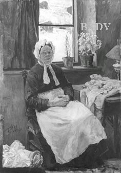 Alte Frau im Zimmer / Näherin by Fritz von Uhde